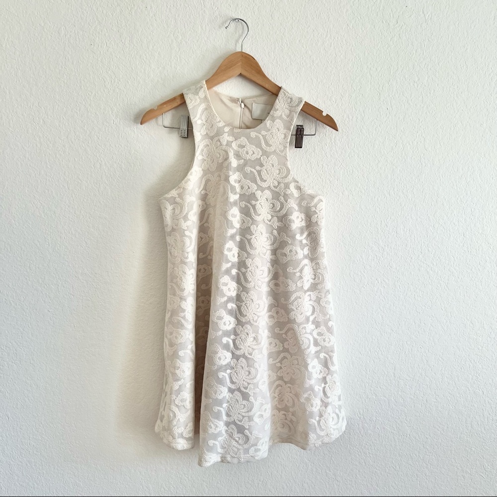JOA Cream Lace A-Line Swing Dress Sz M